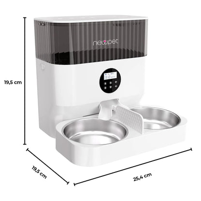 Newpet Dispensador Automático Ração Pet com APP WiFi e Tigelas Duplas