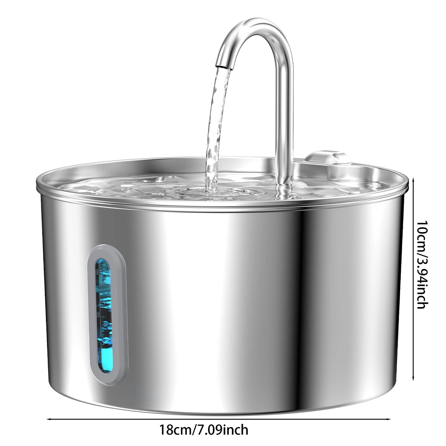 Fonte de Água Automática 2.2L Inox para Pets