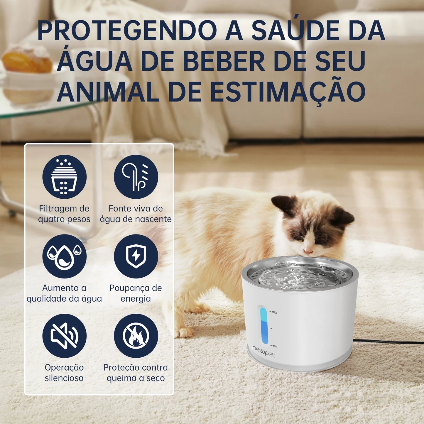 Bebedouro Automático 2,4L c/ LED para Cães e Gatos