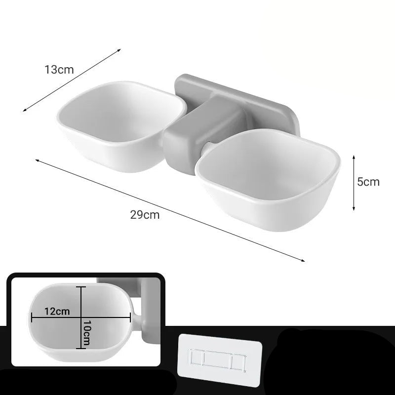 Tigela Dupla Ajustável para Pets | Fixada na Parede, Prática e Higiênica