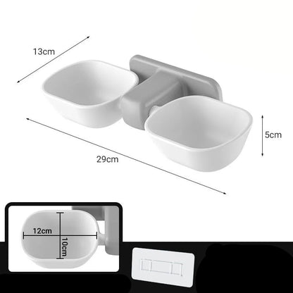 Tigela Dupla Ajustável para Pets | Fixada na Parede, Prática e Higiênica