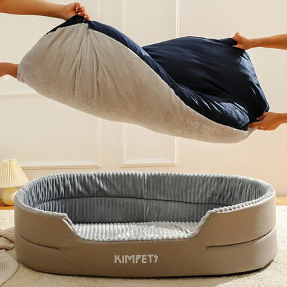 Cama Ergonômica de Pelúcia para Cães - Conforto 4 Estações