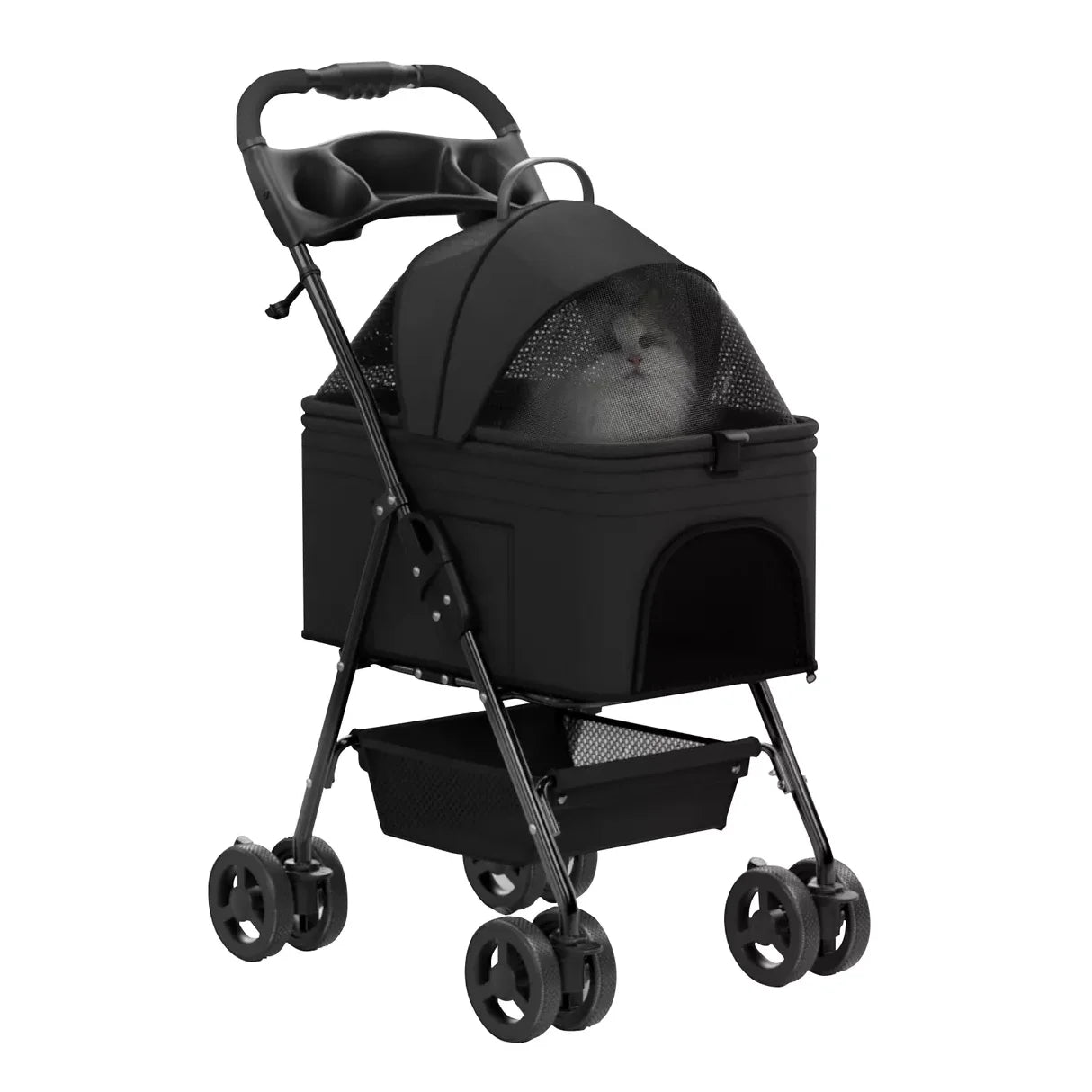 Carrinho Dobrável para Cães e Gatos – Leve, Confortável e Seguro
