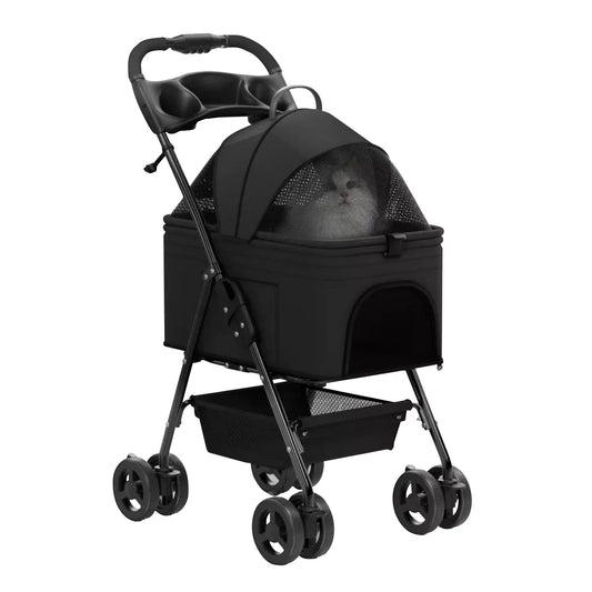 Carrinho Dobrável para Cães e Gatos – Leve, Confortável e Seguro